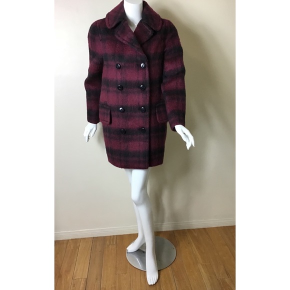 Coach plaid long alpaca wool blend coat - Picture 2 of 9